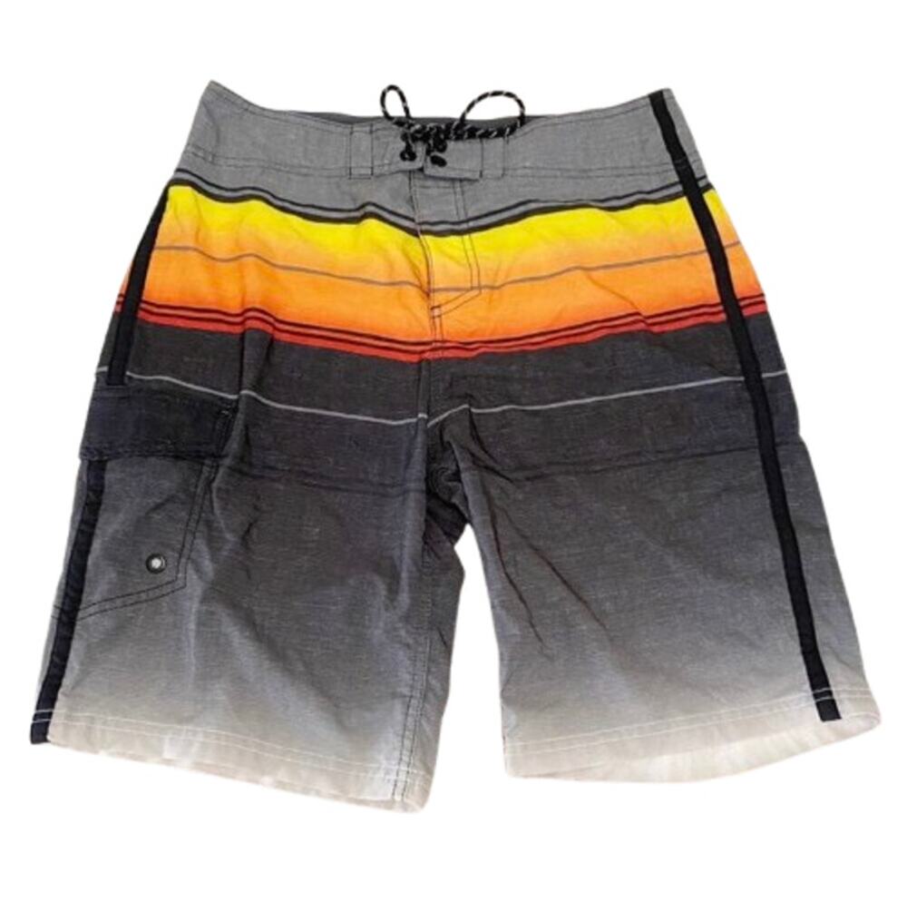 GOODFELLOW & CO Mens Sunset Ombre Stripe Board Shorts Swim Trunks Grey Size 32